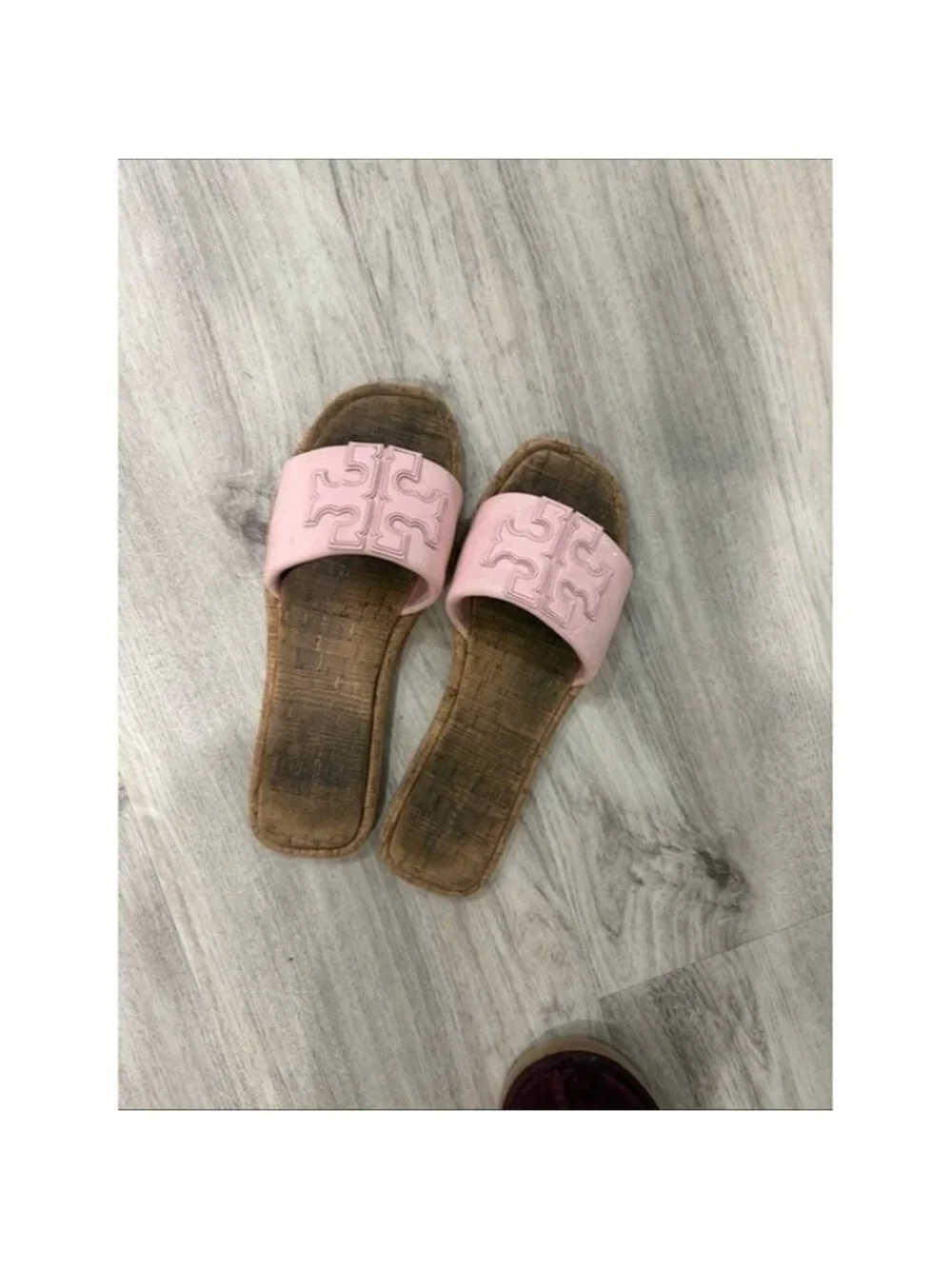 TORY BURCH DOUBLE T SPORT Pink Slide Sandals for Women SIZE 8.5